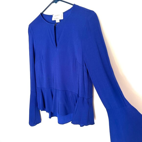 Nicole Miller Atelier Bell Sleeve Sapphire Blue Blouse, size Small - Picture 5 of 11